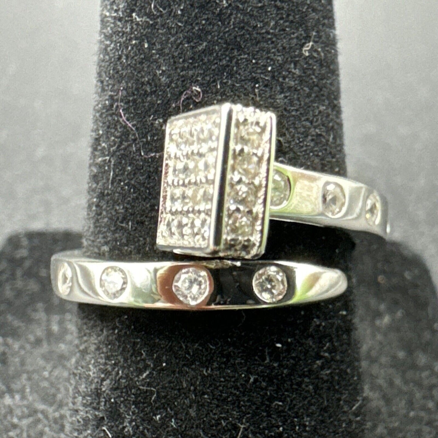 New Condition Sterling Silver Pavé Nail Ring 925 Size 7.00
