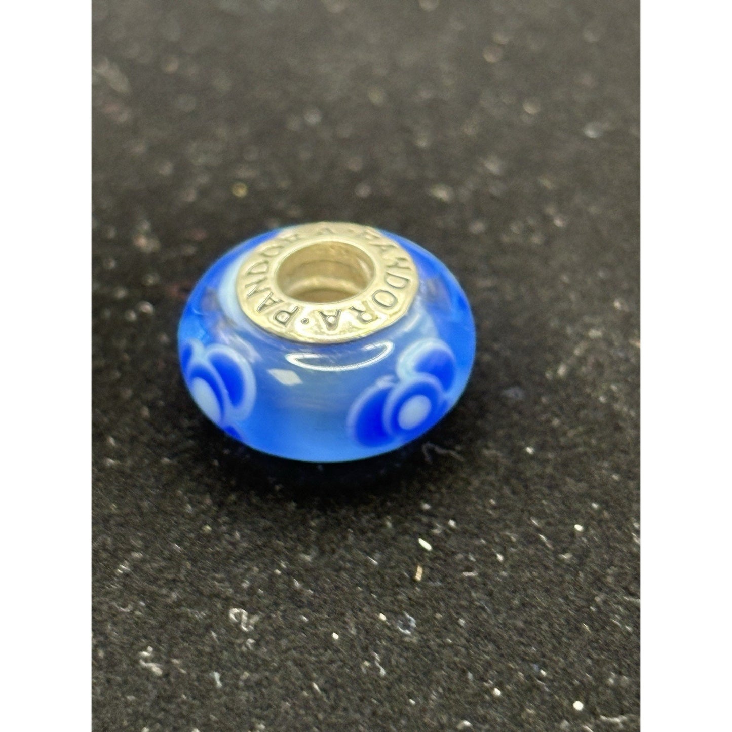 Pandora Sterling Silver Blue Flowers Murano Charm ALE W29