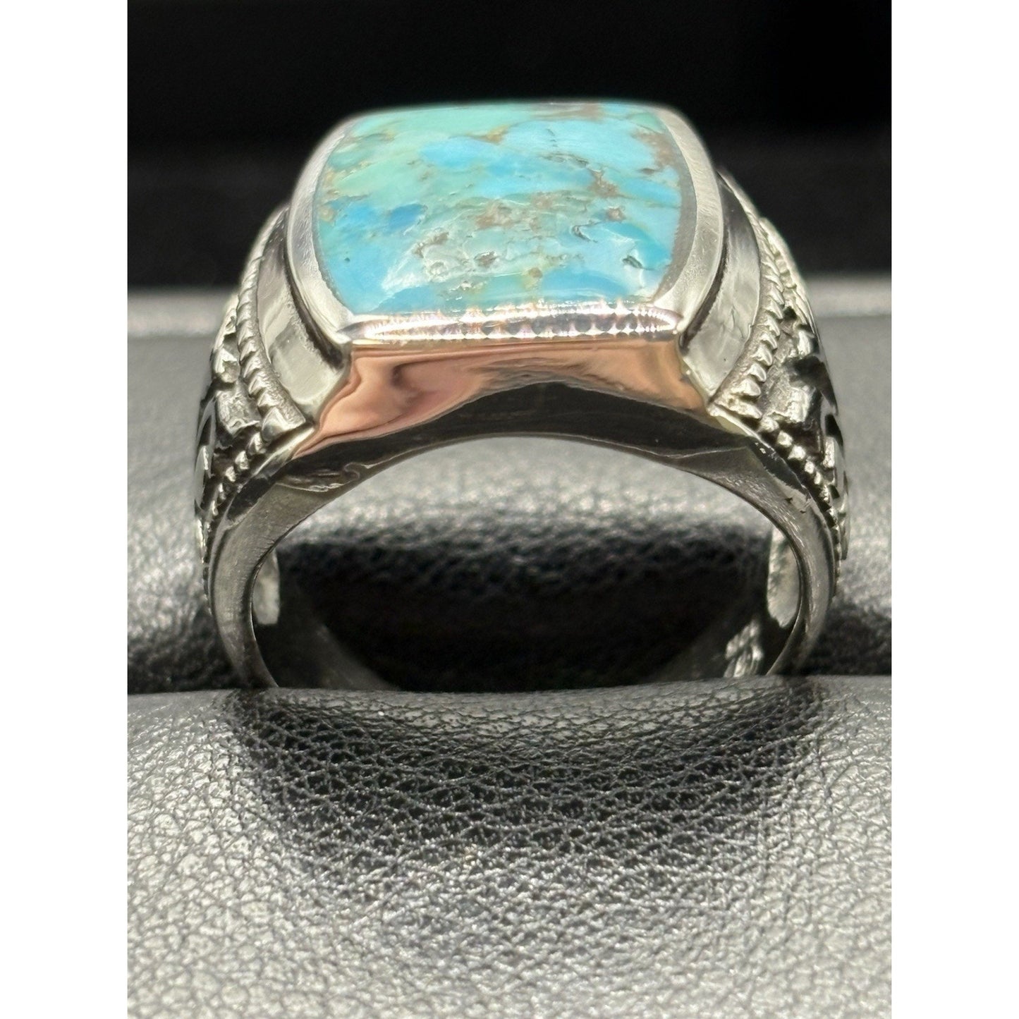 New Condition Sterling Silver Turquoise Ring Turkish Design Size 9