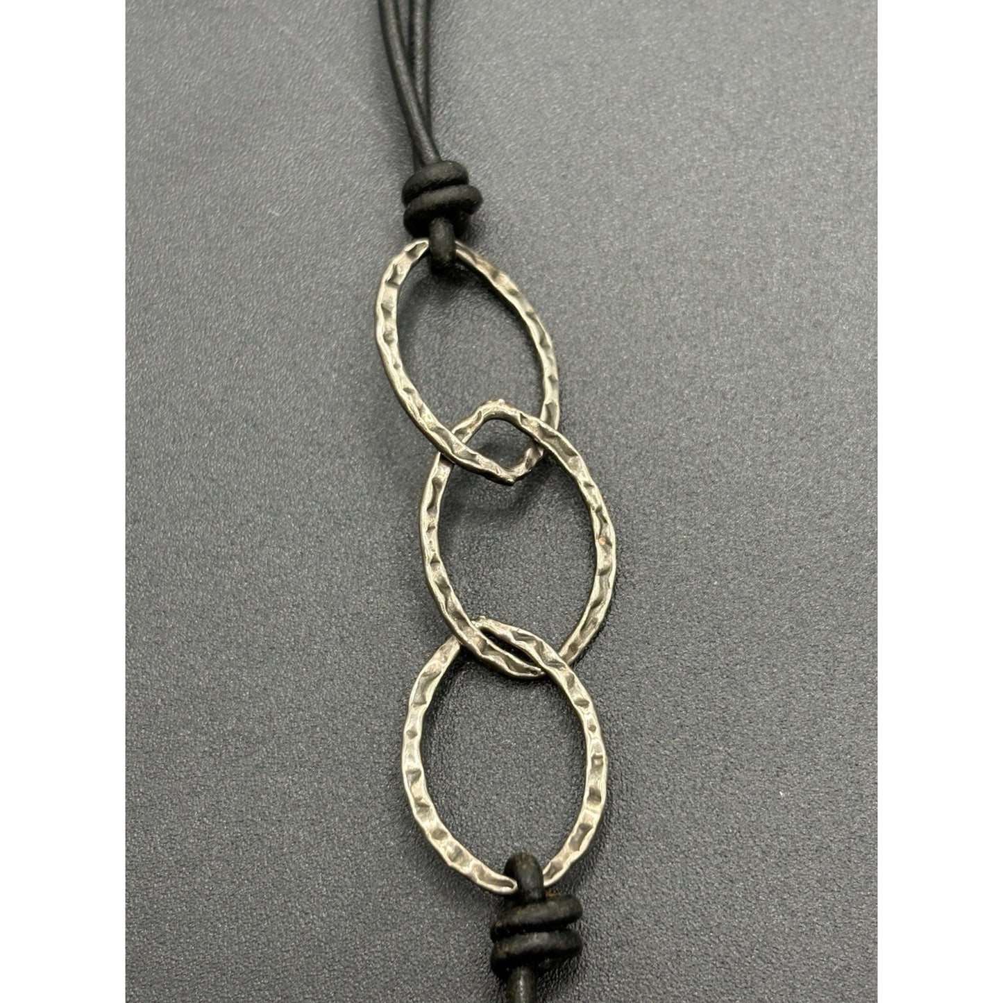 Silpada 18" Sterling Silver Leather Cord Hammered Texture W19