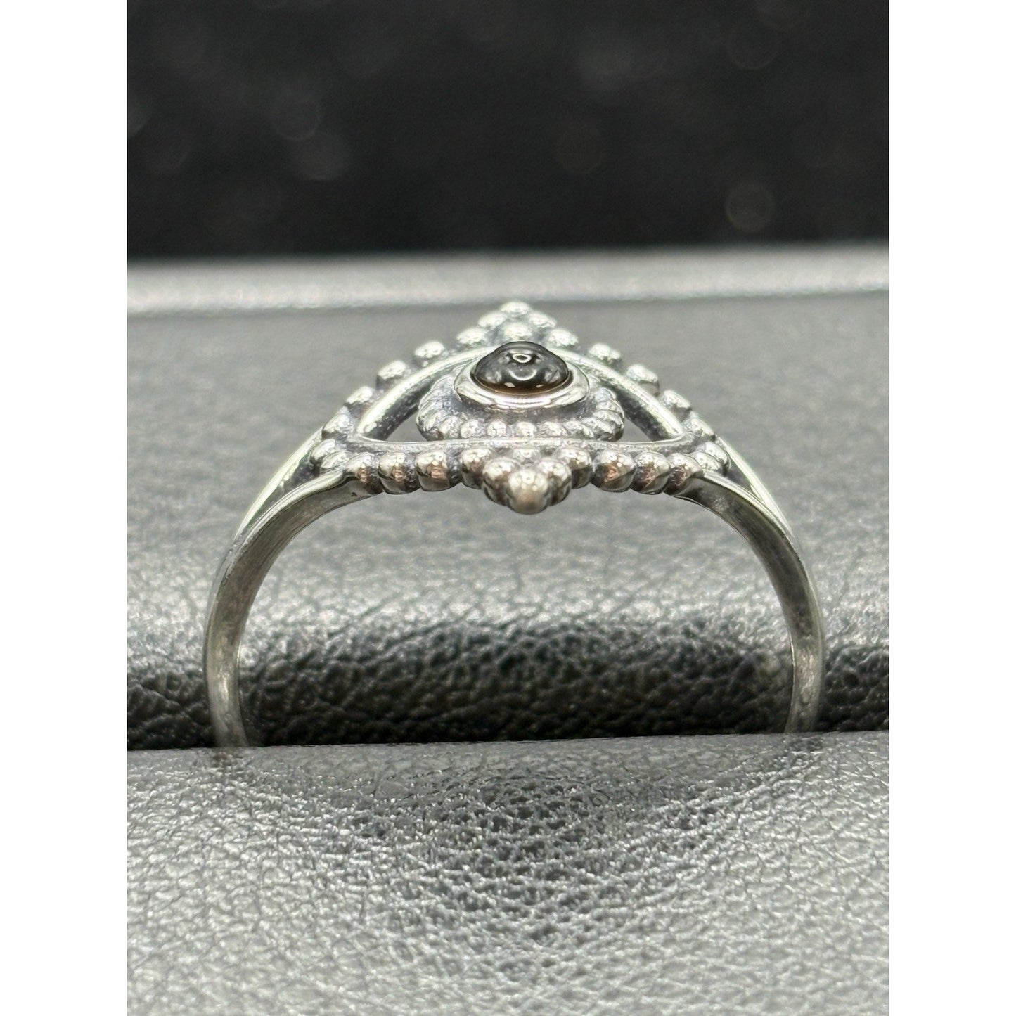 New Condition Sterling Silver Evil Eye Onyx Ring Size 7