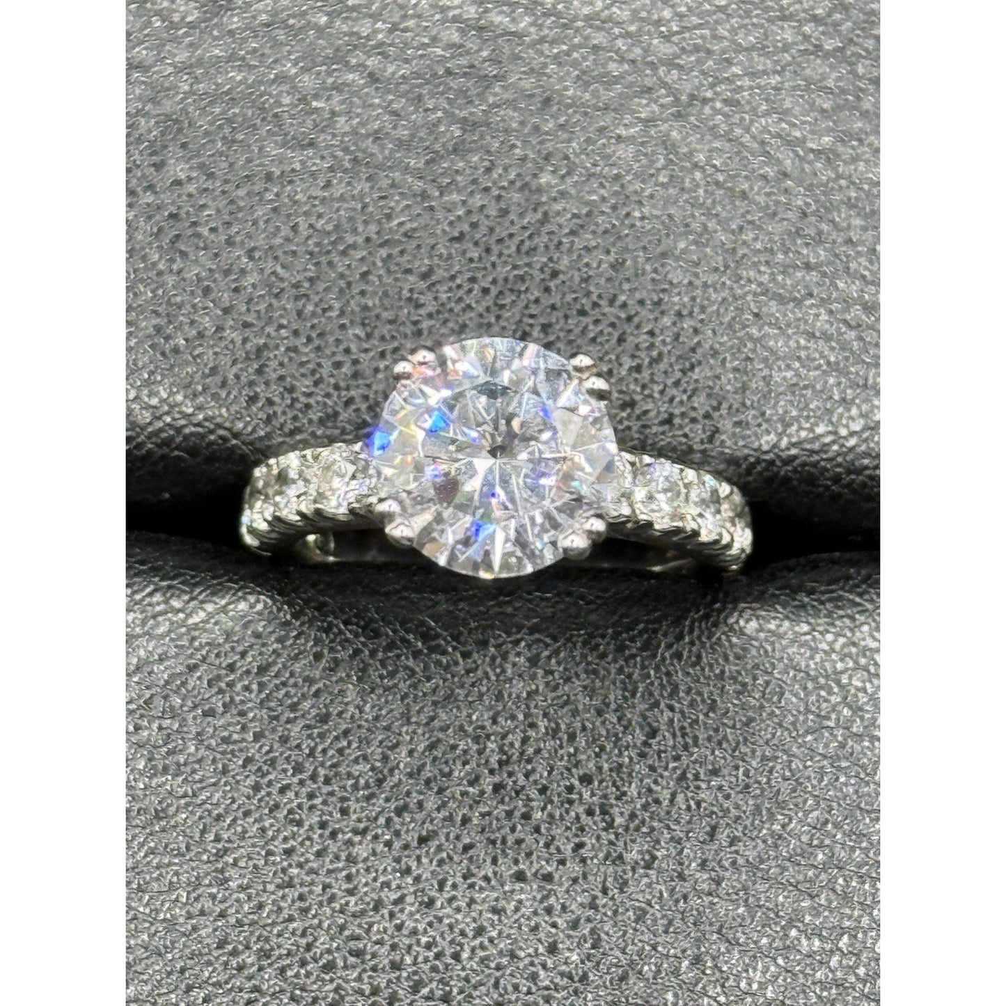 EUC Sterling Silver Cubic Zirconia 3 carat Engagement Ring Size 6.25 Q23