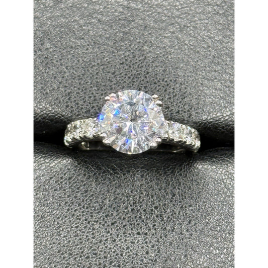 EUC Sterling Silver Cubic Zirconia 3 carat Engagement Ring Size 6.25 Q23