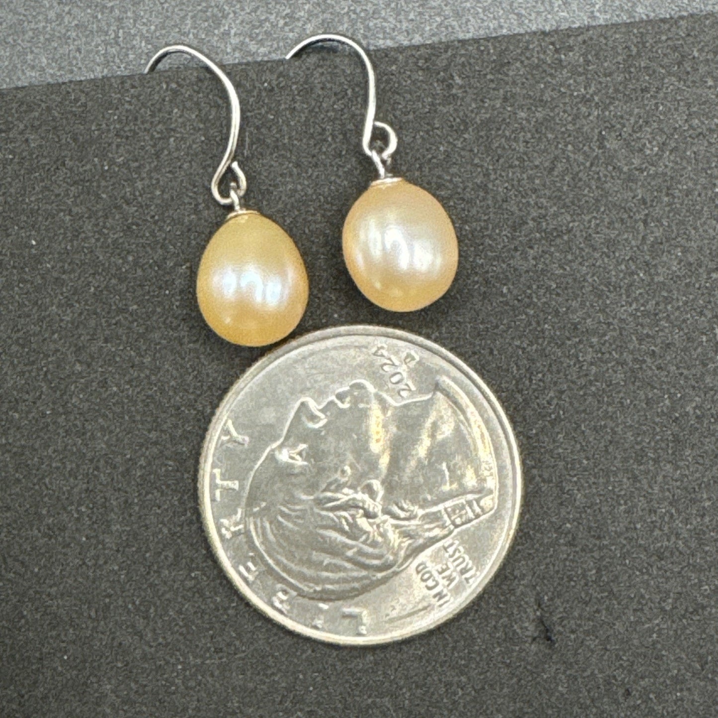 Sterling Silver Genuine Pearl Dangle Earrings 925 U1