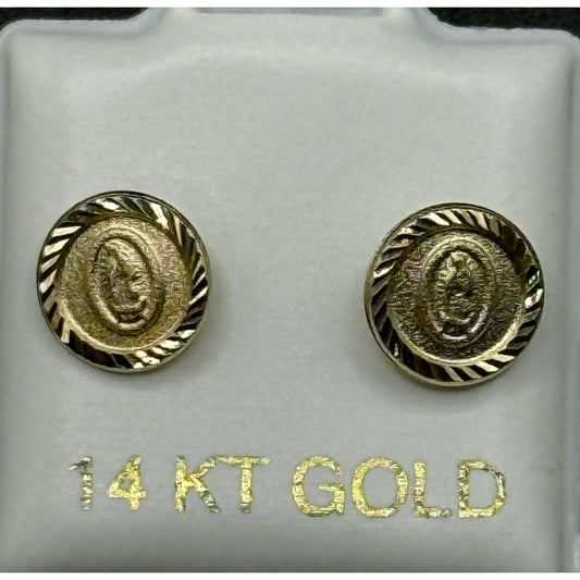 New Condition 14k Gold Lady Guadeloupe Stud Earrings