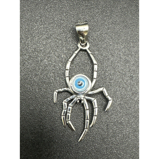 New Condition Sterling Silver Enamel Evil Eye Spider Pendant 925