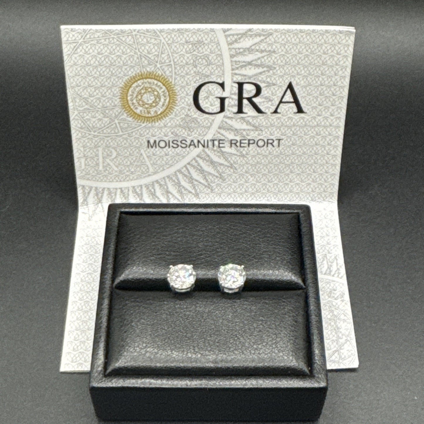 New Condition Sterling Silver 4 Carat Total Moissanite Stud Earrings GRA 925