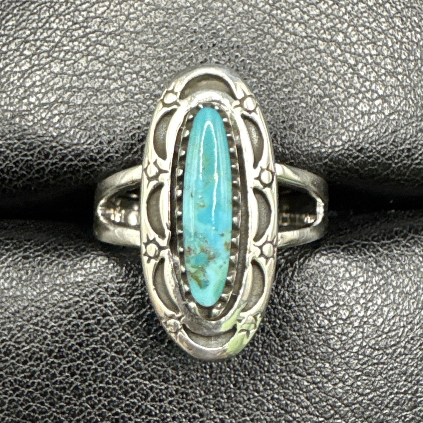 New Condition Sterling Silver Sun Moon Turquoise Ring 925 Size 9.75 R01