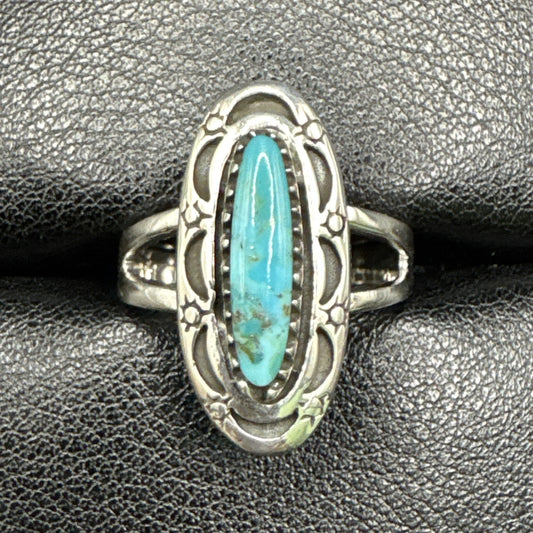 New Condition Sterling Silver Sun Moon Turquoise Ring 925 Size 9.75 R01