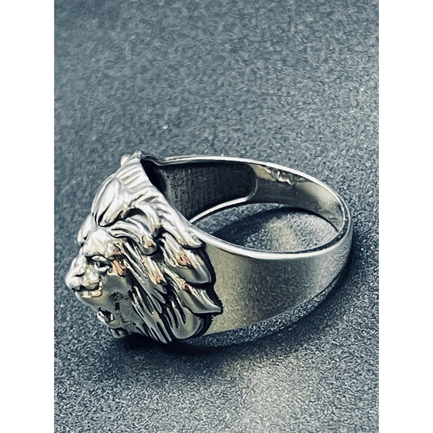 New Condition Sterling Silver Lion Head 3D Ring Size 12.50