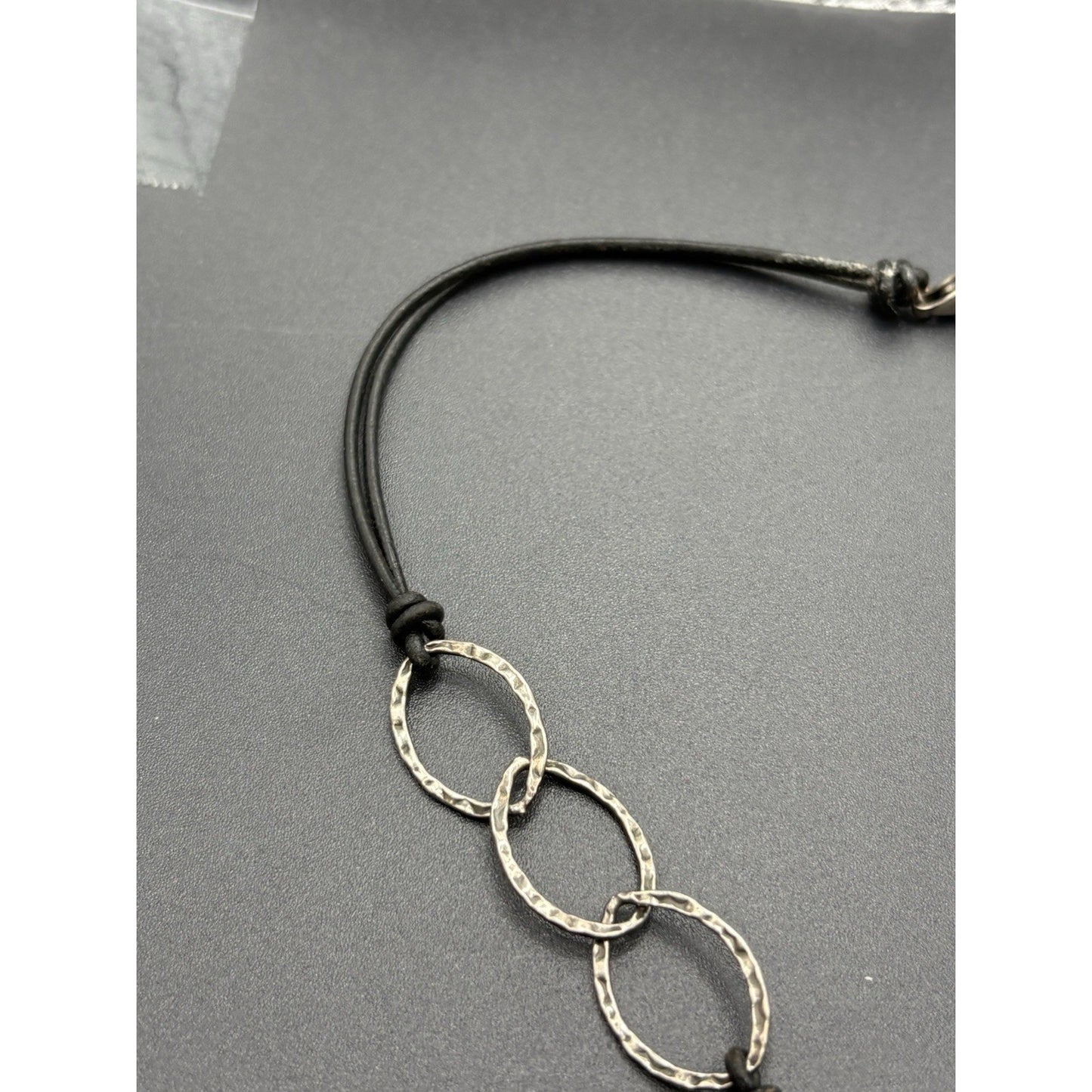 Silpada 18" Sterling Silver Leather Cord Hammered Texture W19