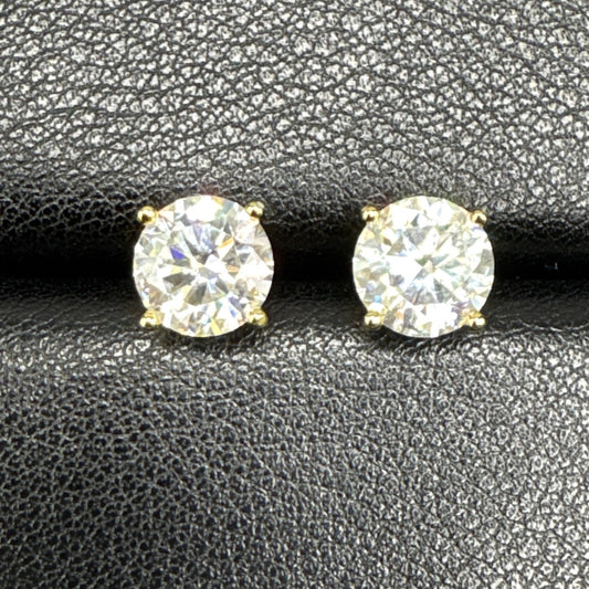 New Condition Gold Sterling Silver 4 Carat Total Moissanite Earrings 925 GRA
