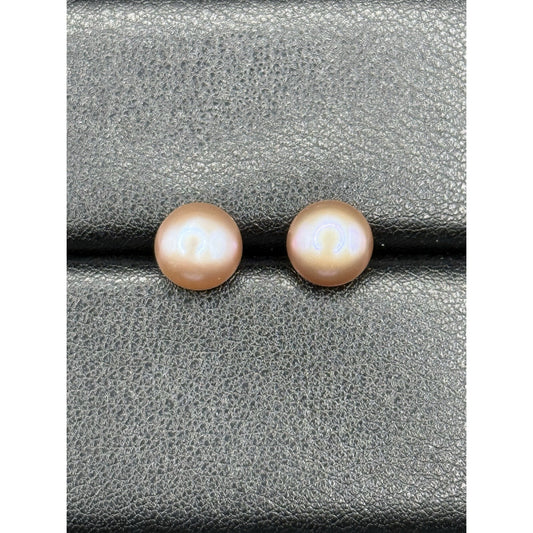 8.5MM Pink Pearl Genuine Sterling Silver Studs N20