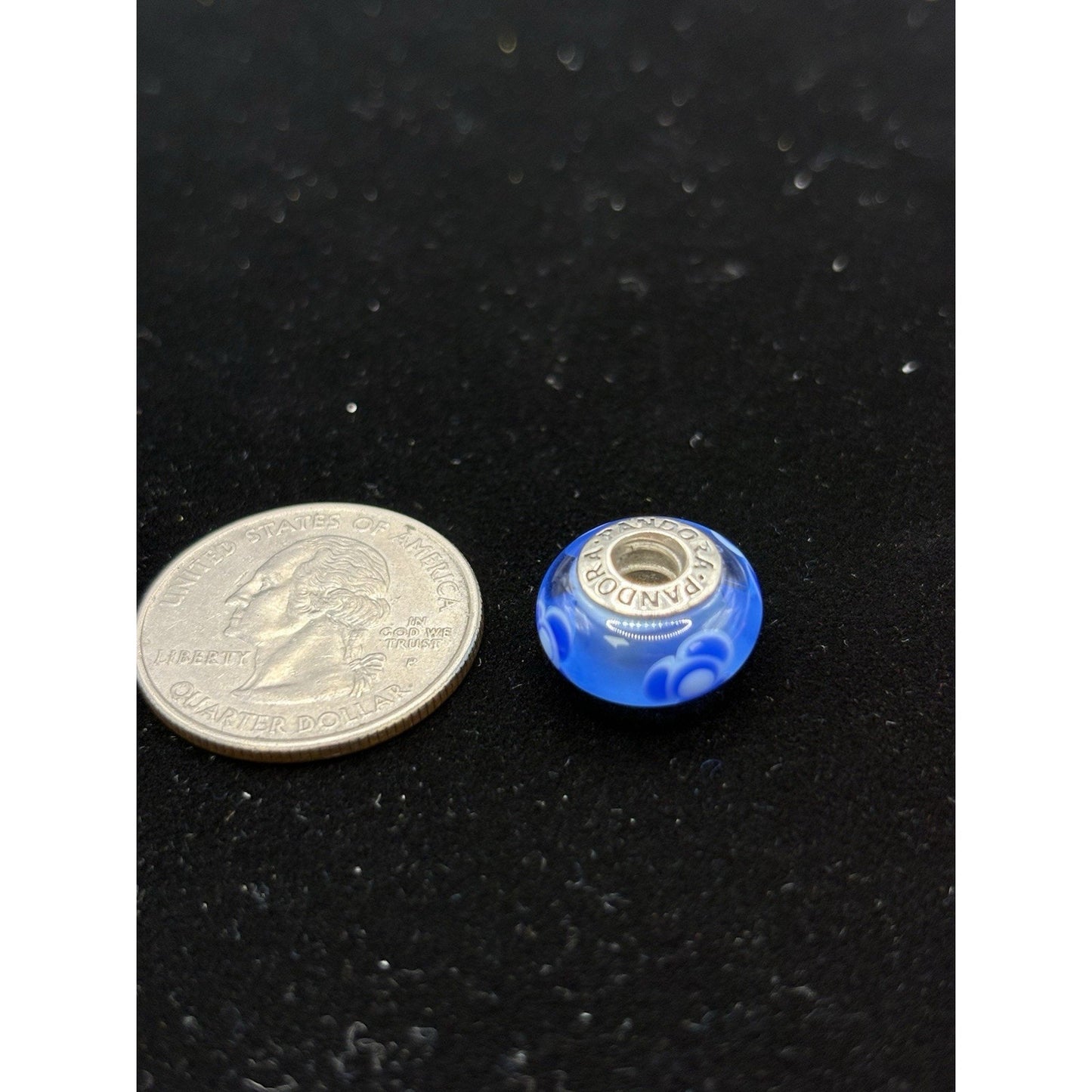 Pandora Sterling Silver Blue Flowers Murano Charm ALE W29