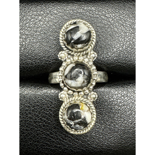 EUC Sterling Silver Wildhorse Jasper Long Ring 925 Size 8 T29