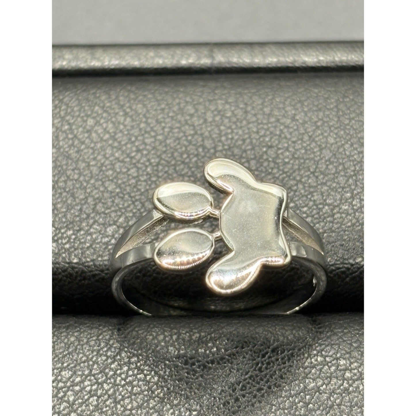 New Condition Sterling Silver Paw Print Ring Size 9 Adjustable