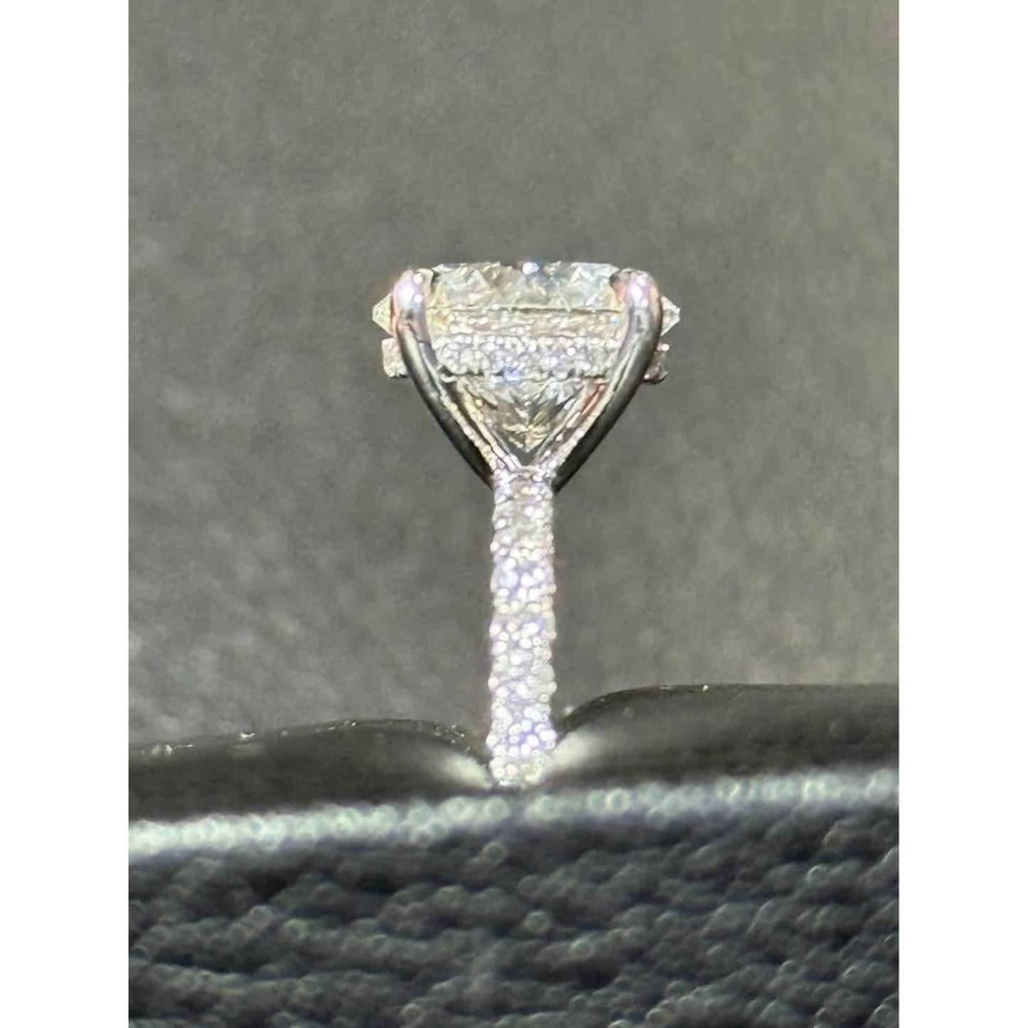 14k White Gold Hidden Halo 3.08 Round Brilliant Cut Lab Grown Diamond Ring E Color VS1 Clarity