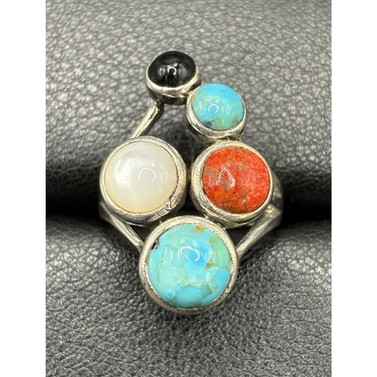 New Condition Sterling Silver Multi Gemstone Ring Size 7