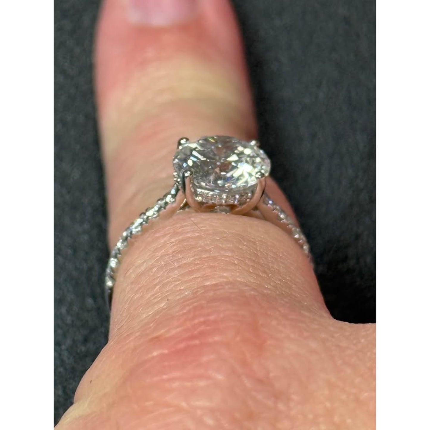 14k White Gold 3.04 Carat Round Lab Grown Diamond E Color VS1 Clarity 3.51 Total Weight