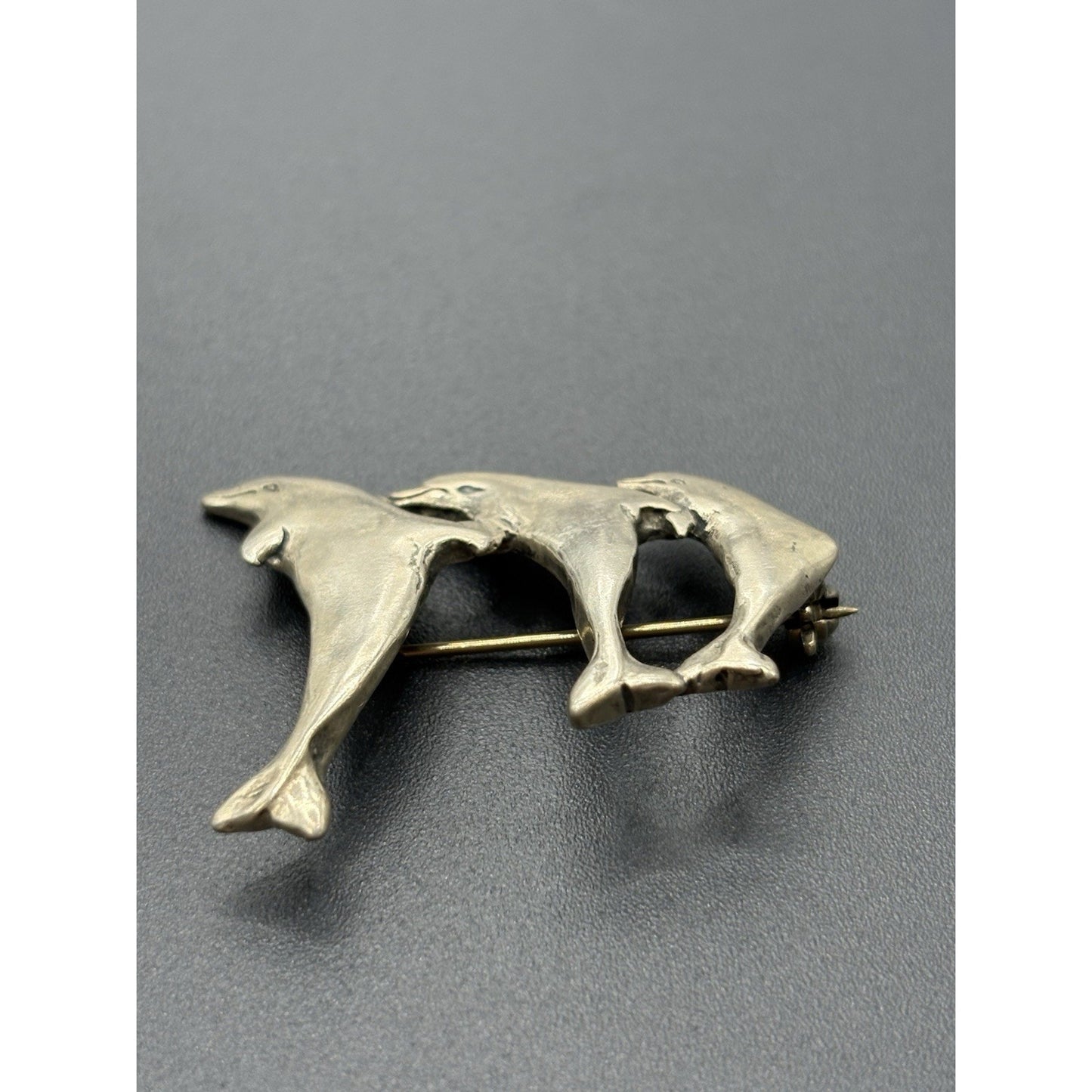 Vintage Three Dolphin Brooch Pin 12 Grams Mexico W18