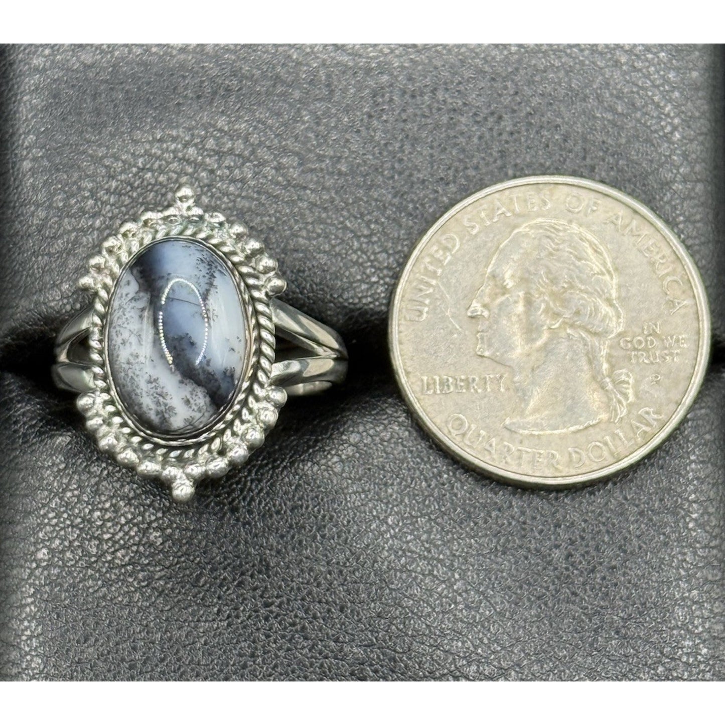 New Condition Sterling Silver Dendrite Opal Ring Size 9.00 925