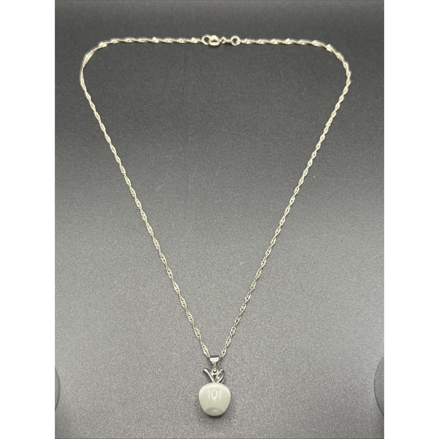 18” Cats Eye Glass CZ Apple Pendant 925 R9