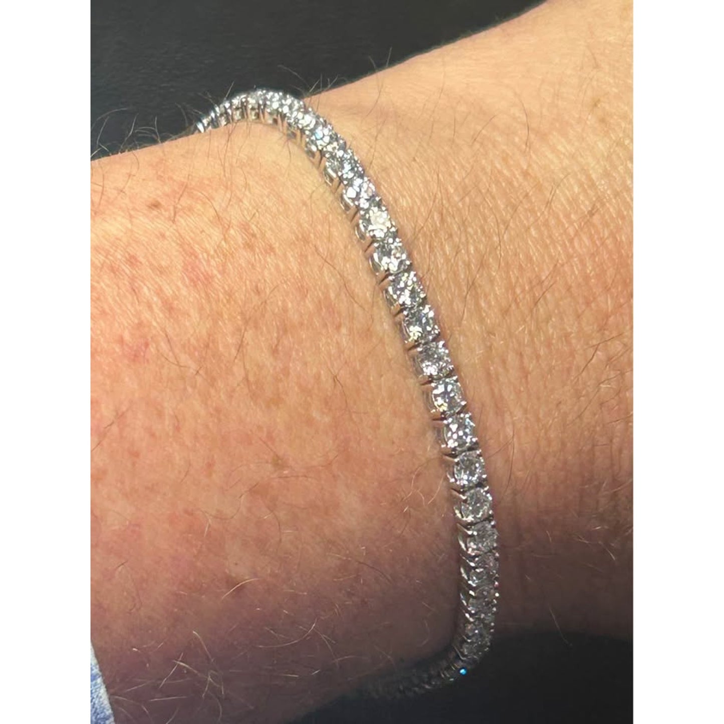 14k White Gold 8.00 Carat Lab Grown Diamond tennis bracelet F color VS clarity