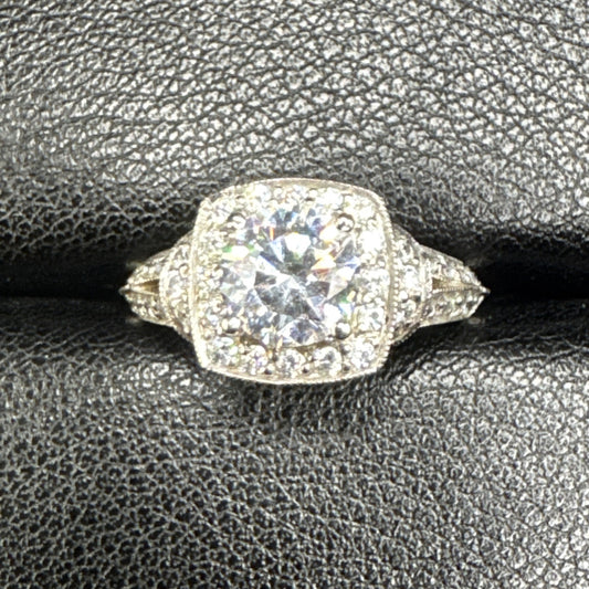 EUC Sterling Silver CZ Engagement Ring 925 Size 6.5 #3 P2