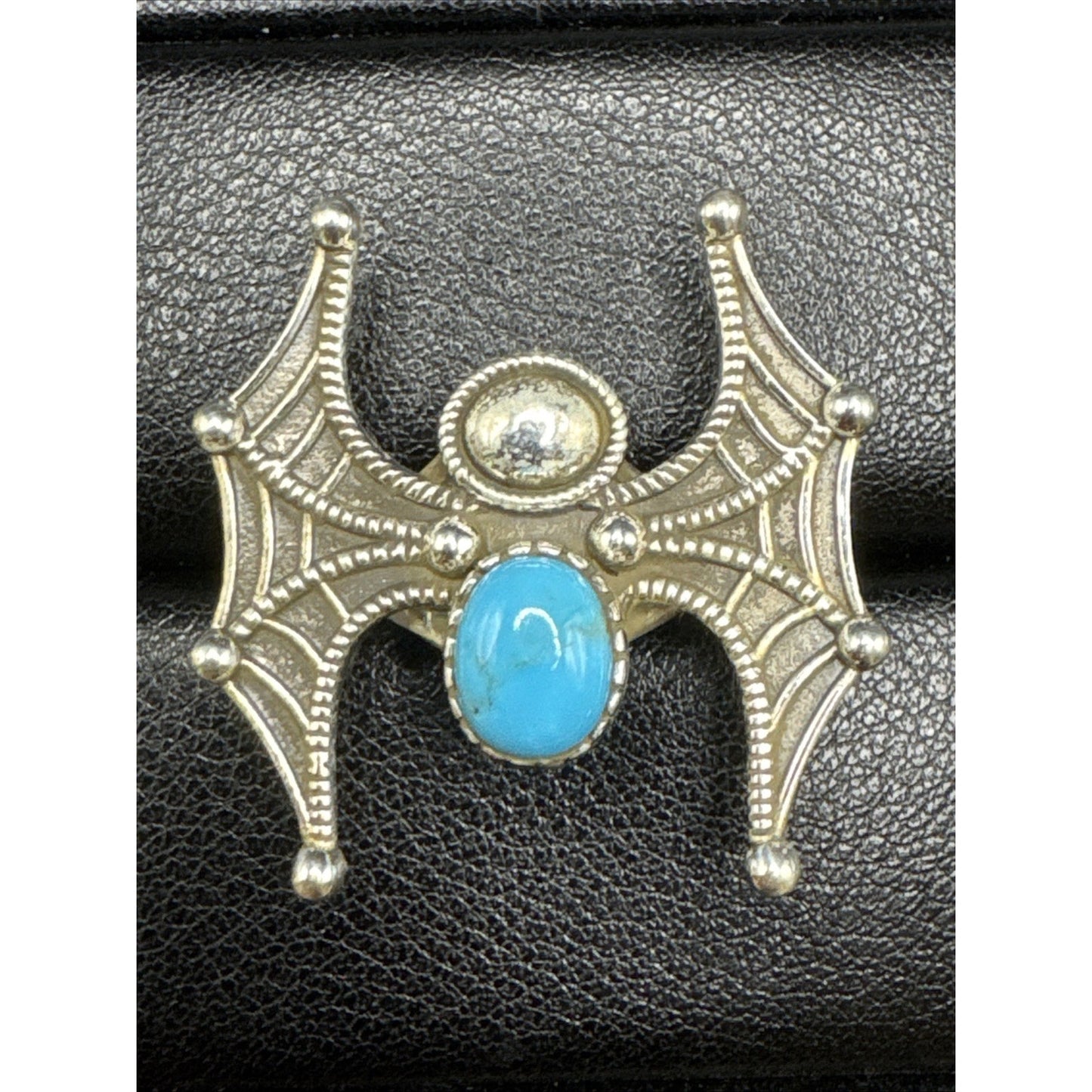 Sterling Silver Turquoise Spider Ring 925 Size 7.75 #2 T29