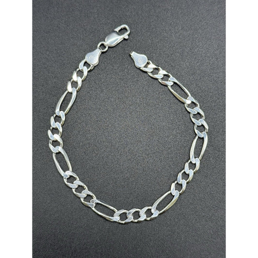 8” New Condition Sterling Silver Figaro Bracelet 6MM 8 Grams P3