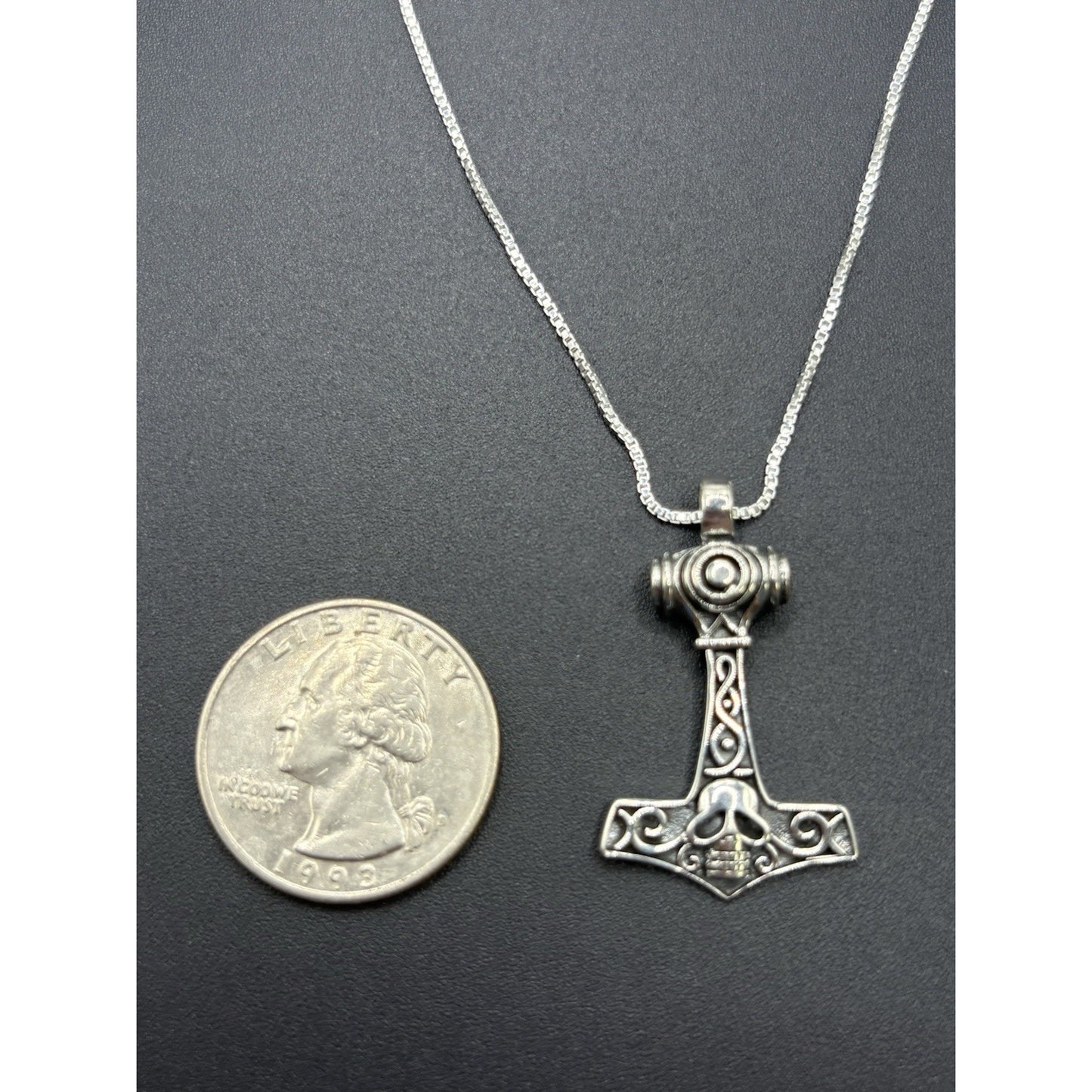 New Condition 20" Sterling Silver Anchor & Skull Pendant Necklace