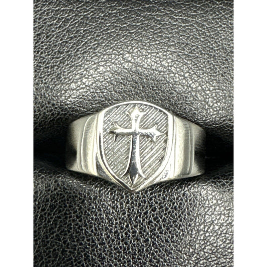 New Condition Sterling Silver Medieval Cross Ring 925 Size 9.50