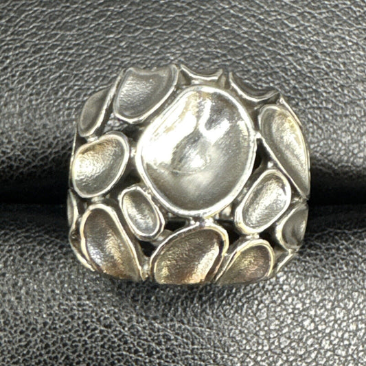 New Condition Sterling Silver Abstract Pebbles Ring 925 Size 6.5