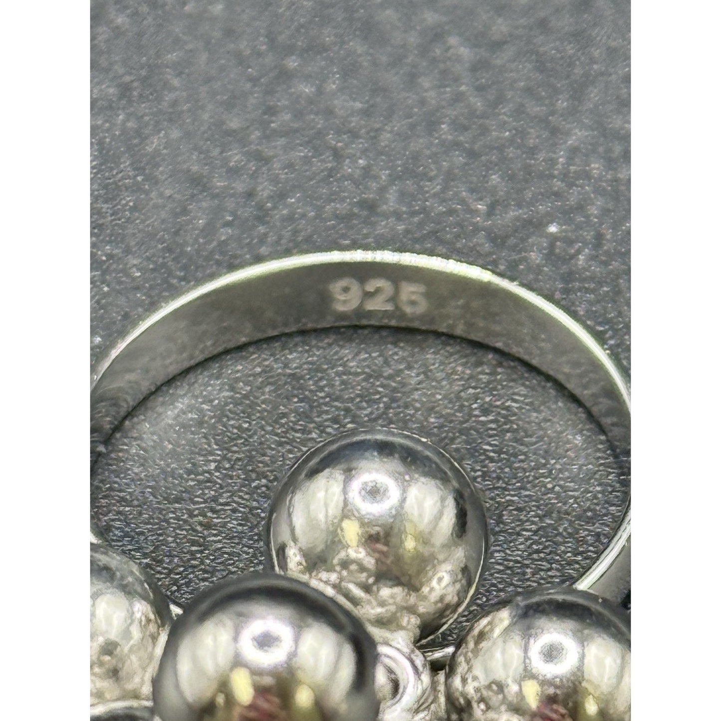 New Condition Sterling Silver Dangling Beads Ring Size 7.00 925
