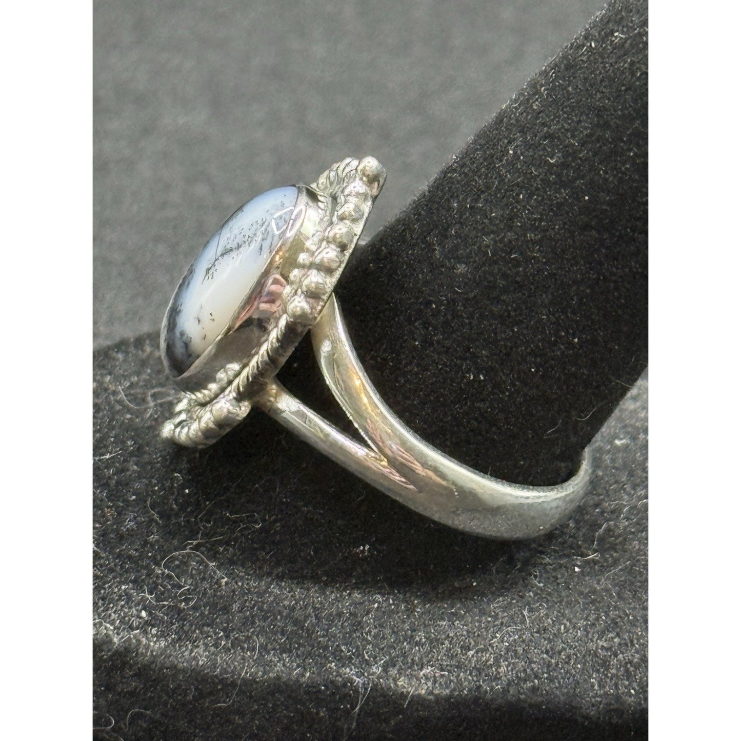 New Condition Sterling Silver Dendrite Opal Ring Size 9.00 925