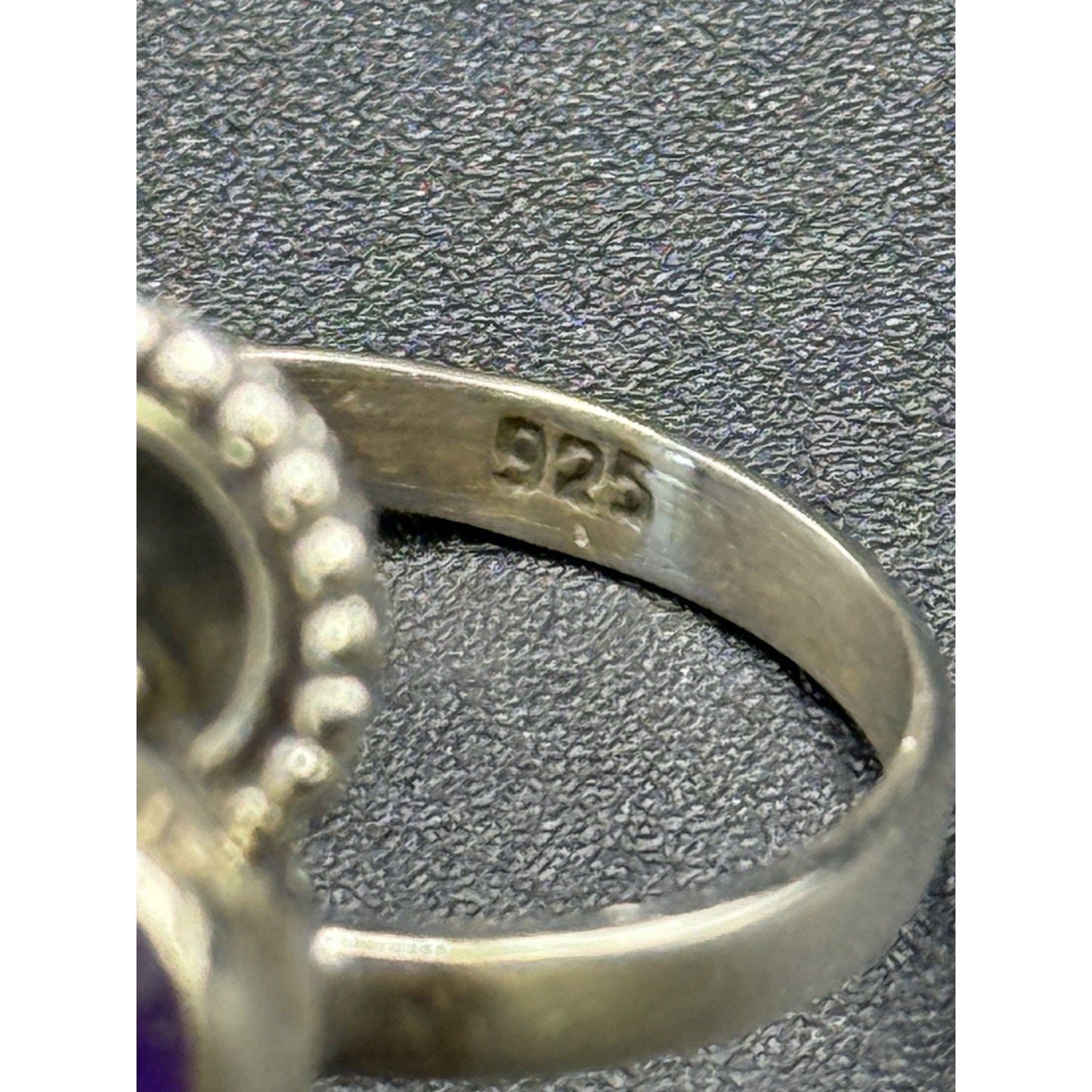 New Condition Sterling Silver Genuine Cab Amethyst Ring Size 7.00