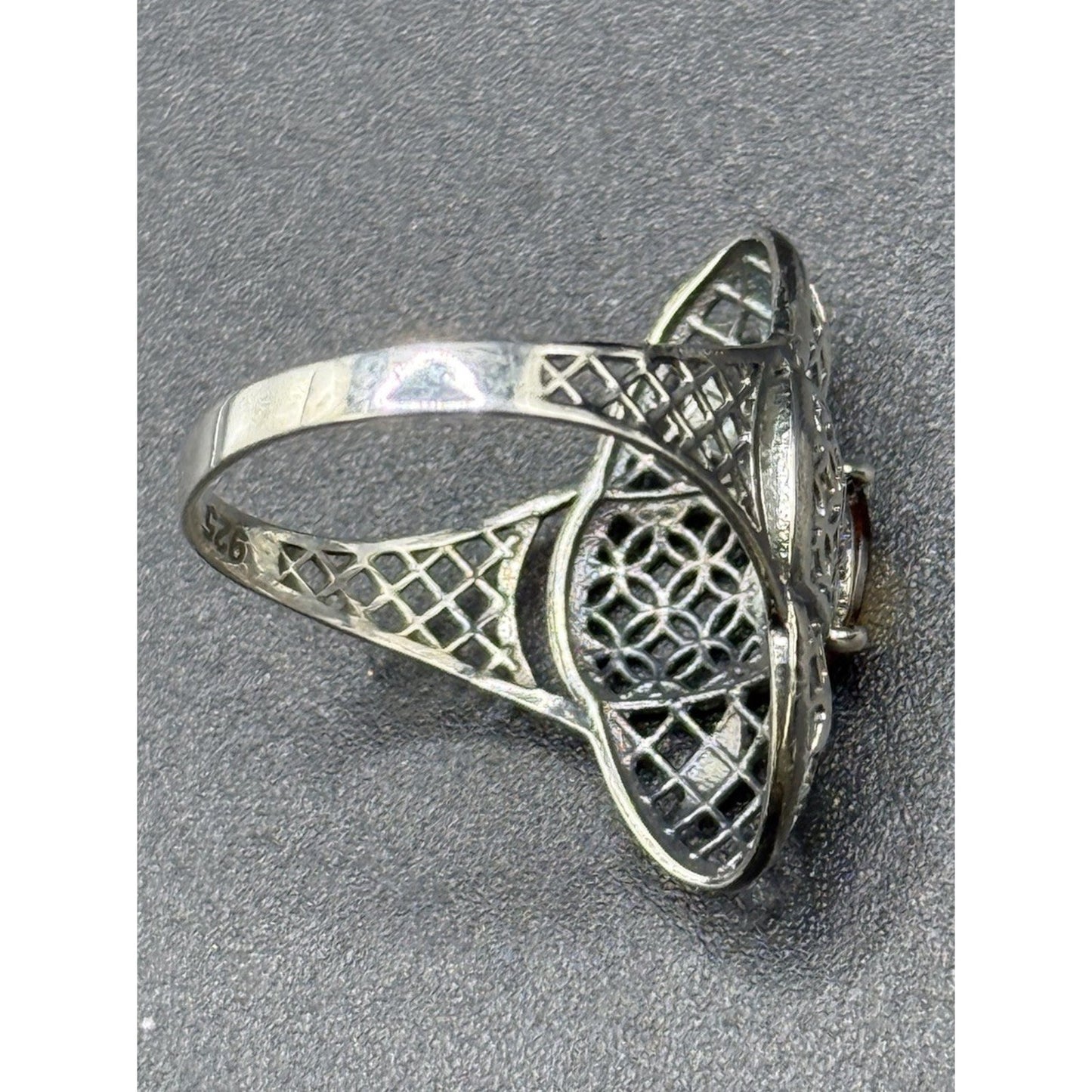 New Condition Sterling Silver Genuine Golden Tourmaline Ring Size 7.00 Filigree