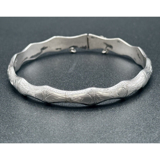 Vintage Sterling Silver Scalloped Hinged Bangle 925 12 Grams M27