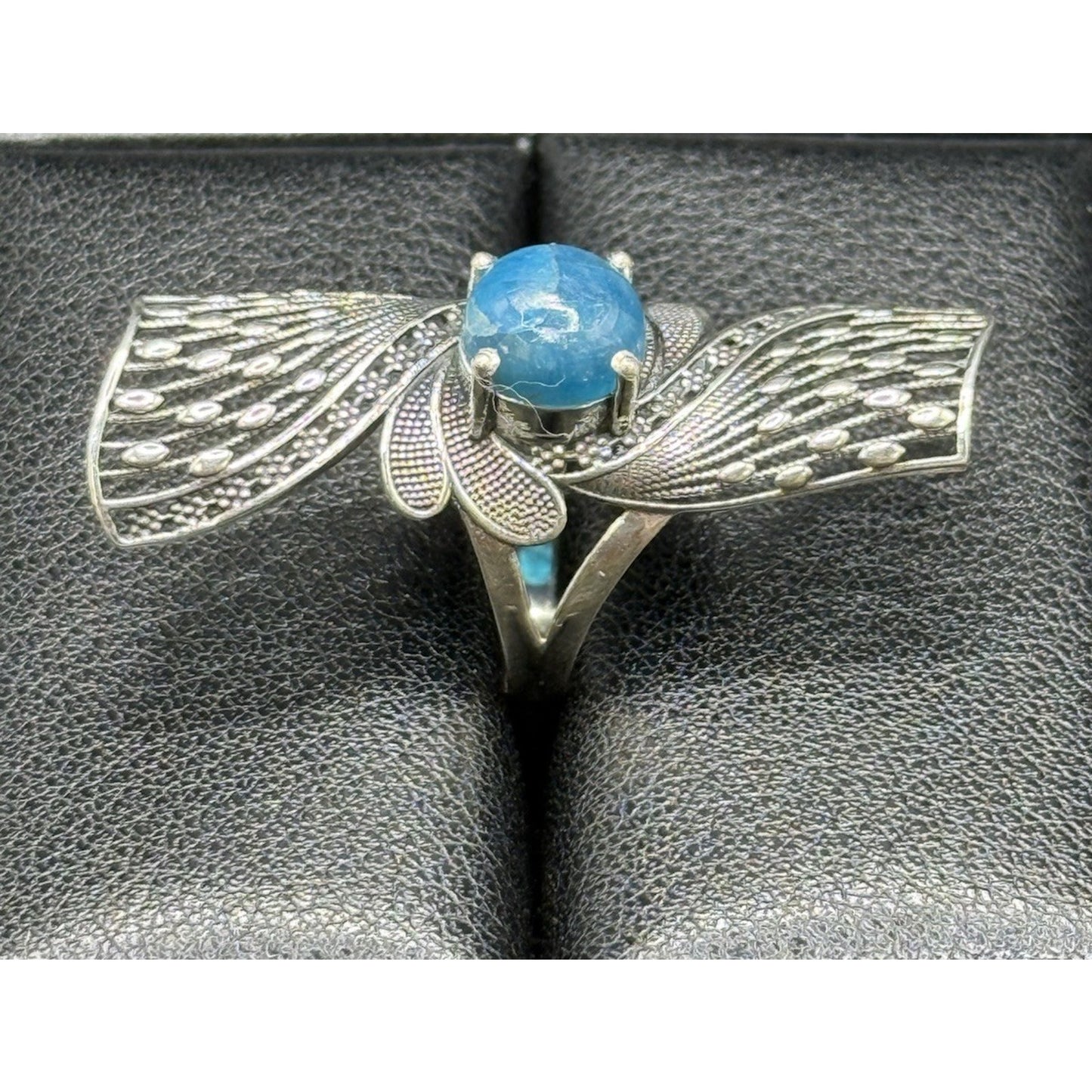 Excellent Used Condition Sterling Silver Genuine Apatite Ring Size 7.00 Q2