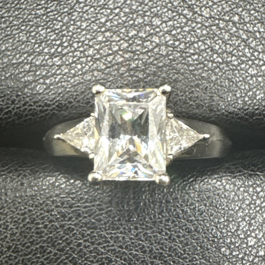 Sterling Silver Radiant Trillion CZ Ring 925 Size 8.75 P2