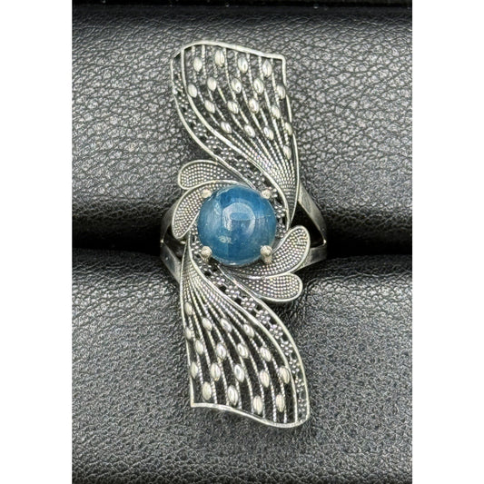 Excellent Used Condition Sterling Silver Genuine Apatite Ring Size 7.00 Q2