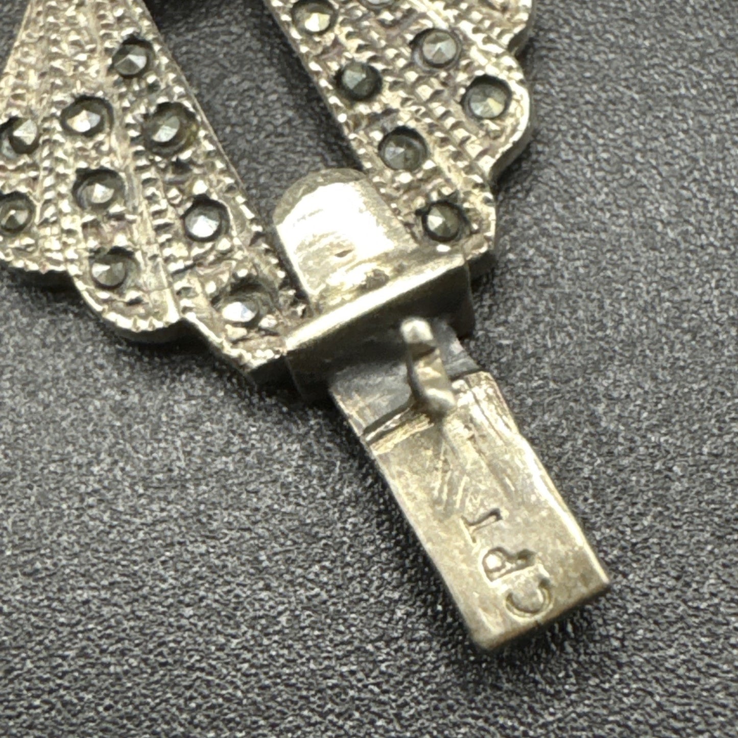 7.25” Marcasite Flapper Art Deco Design Bracelet 26g 925 T29