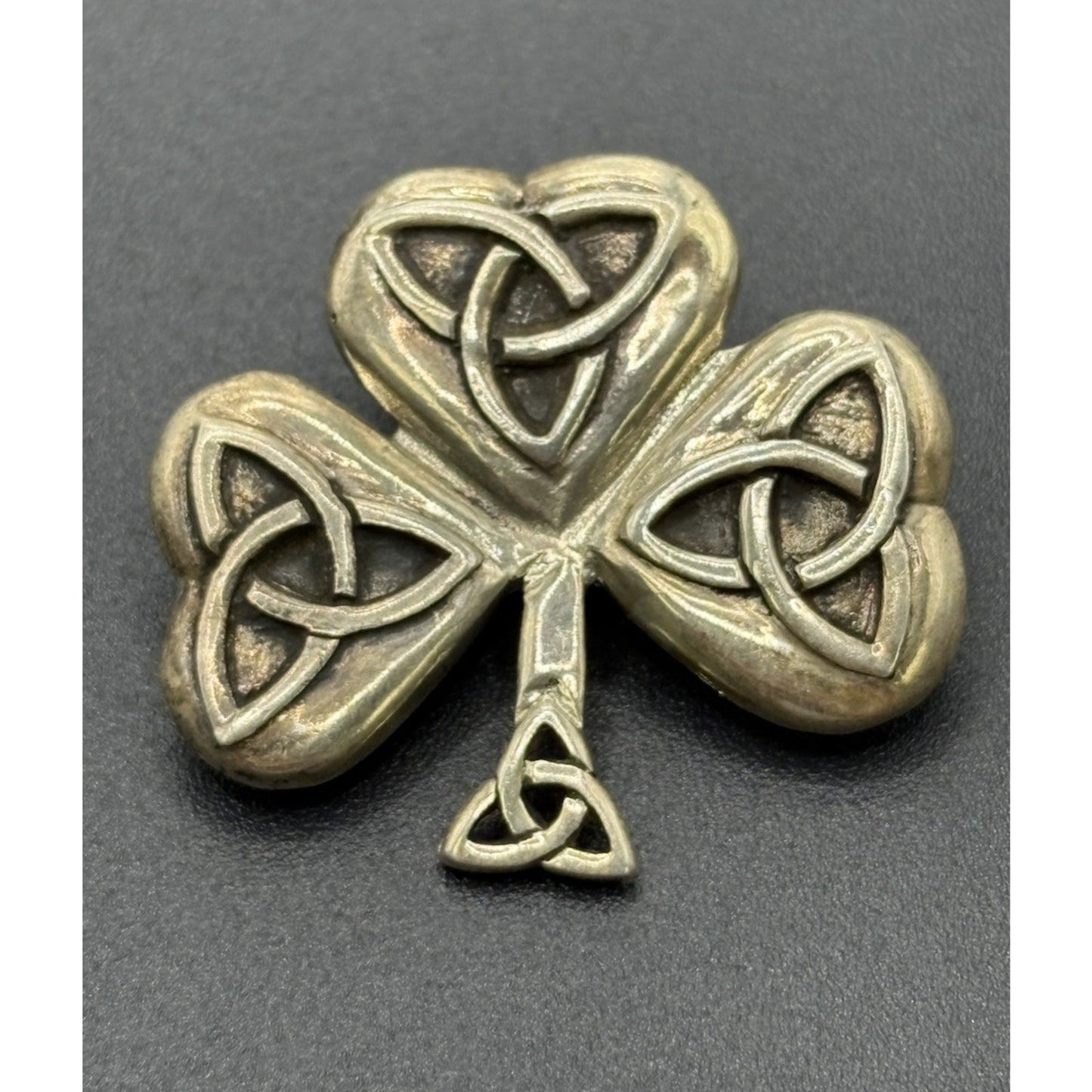 Celtic Sterling Silver 3 Leaf Clover Brooch Pendant Thailand W18