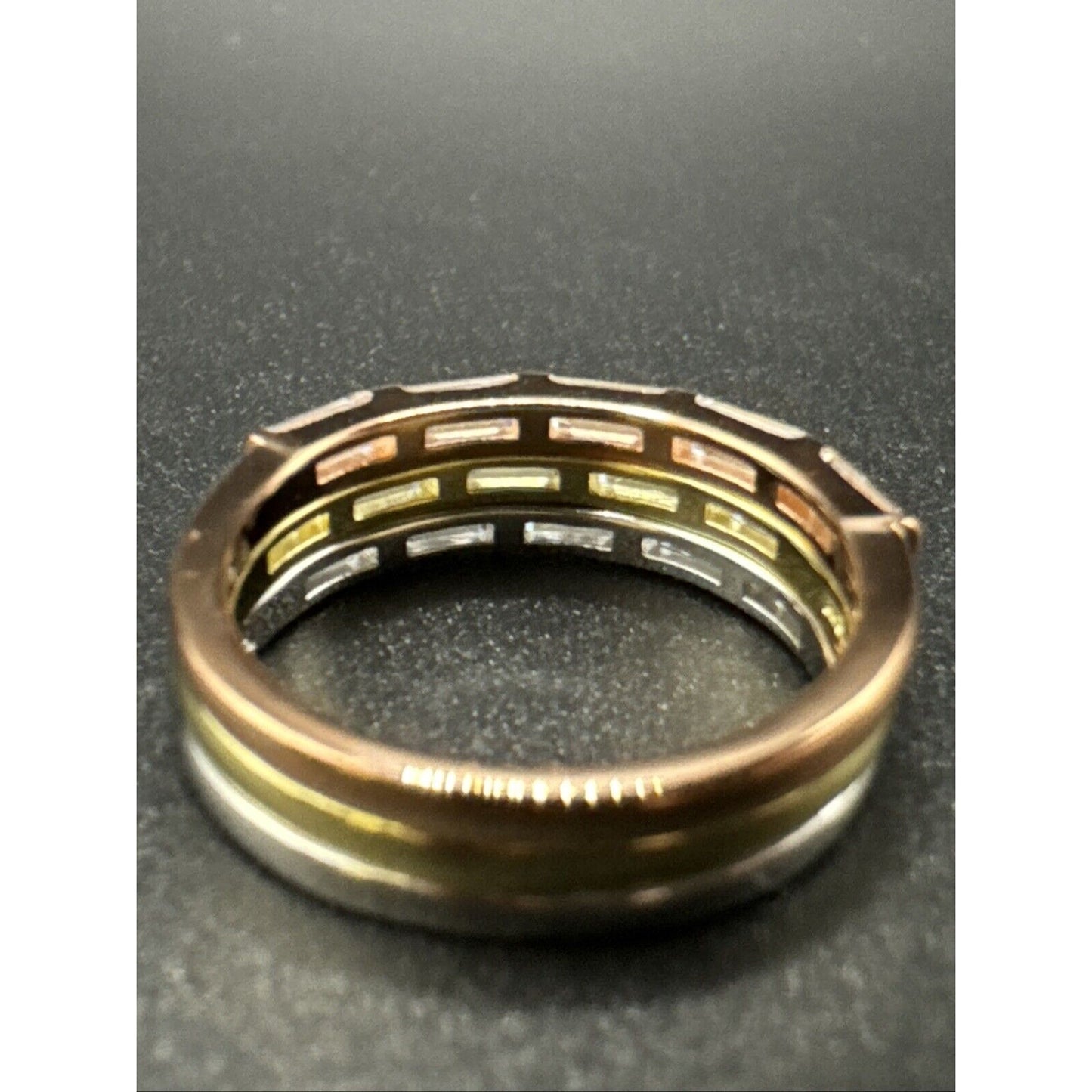 New Condition Sterling Silver Tri Tone CZ 3 Ring Stacking Set 925 Size 6.5