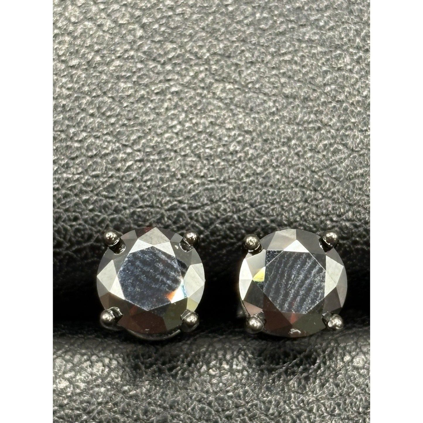 New Condition Black Moissanite Black Sterling Silver Stud Earrings GRA