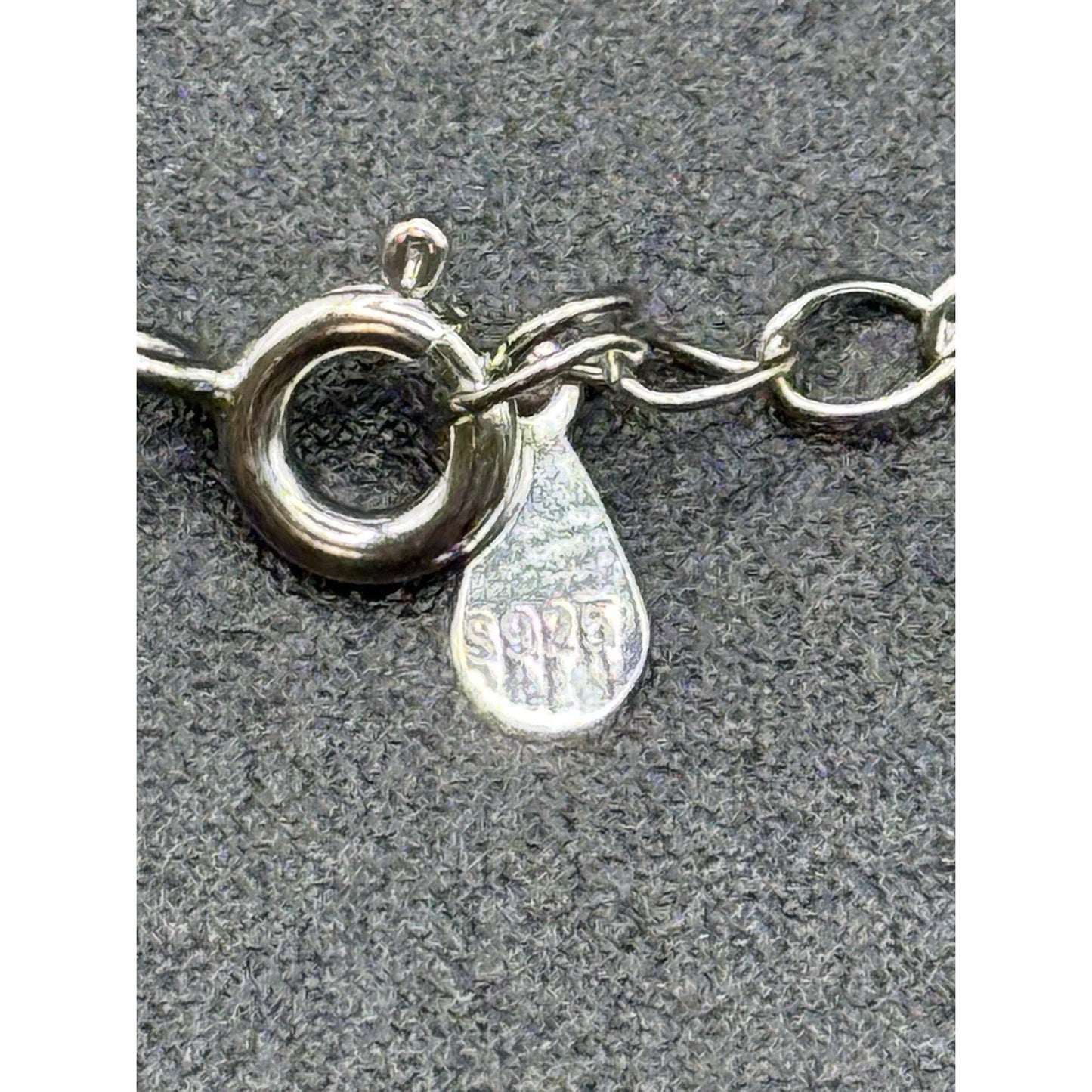 New Condition 18” Sterling Silver Light Blue Moissanite Pendant Necklace