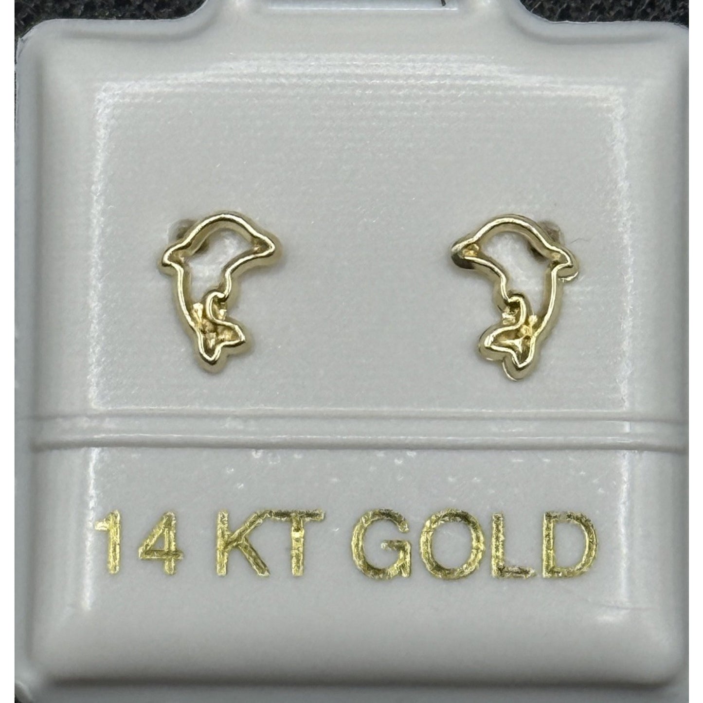 New Condition 14k Gold Dainty Dolphin Stud Earrings Children