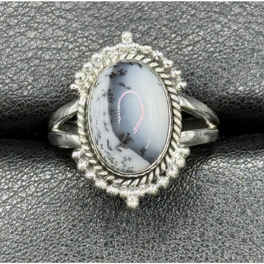 New Condition Sterling Silver Dendrite Opal Ring Size 10.00