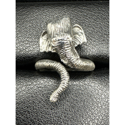 New Condition Sterling Silver Elephant Bypass Ring 925 Size 7