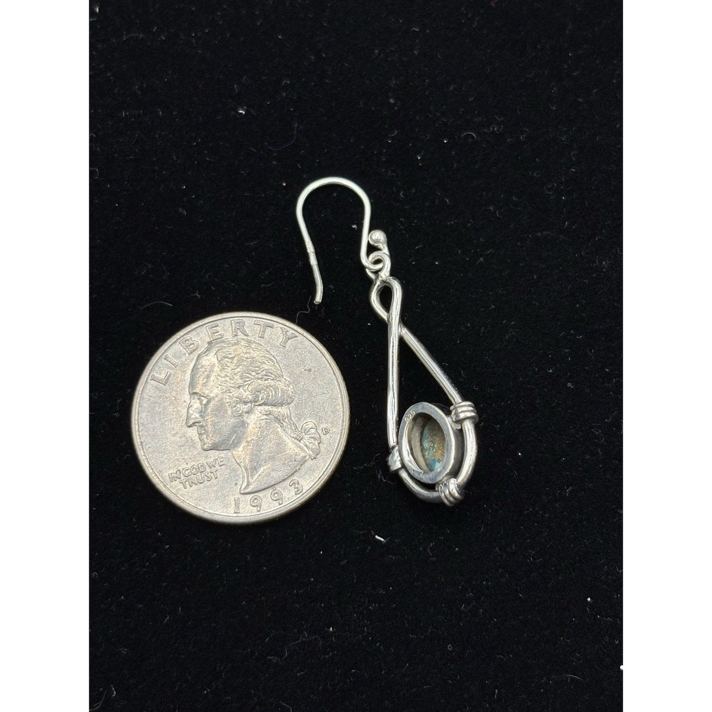 New Condition Sterling Silver Copper Turquoise Dangle Earrings 925